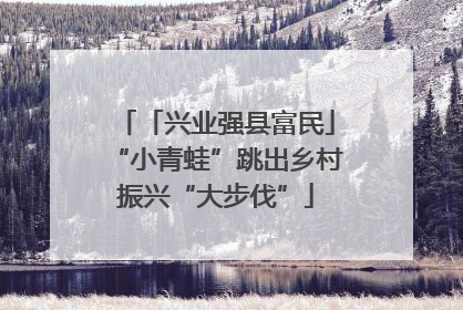 「兴业强县富民」“小青蛙”跳出乡村振兴“大步伐”