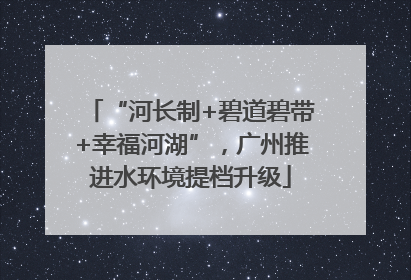 “河长制+碧道碧带+幸福河湖”，广州推进水环境提档升级