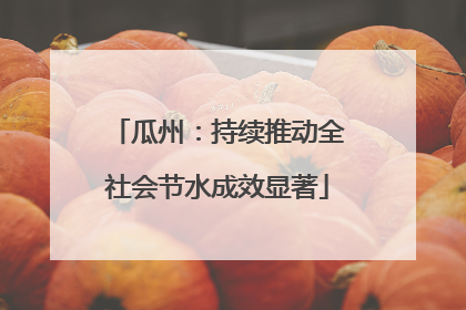 瓜州：持续推动全社会节水成效显著