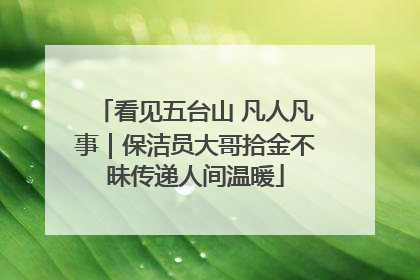 看见五台山 凡人凡事｜保洁员大哥拾金不昧传递人间温暖