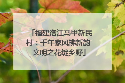 福建洛江马甲新民村：千年家风拂新韵 文明之花绽乡野