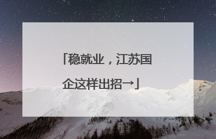 稳就业，江苏国企这样出招→