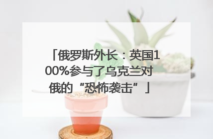 俄罗斯外长：英国100%参与了乌克兰对俄的“恐怖袭击”