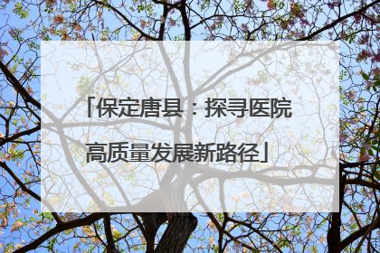 保定唐县：探寻医院高质量发展新路径