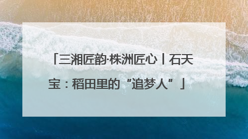 三湘匠韵·株洲匠心丨石天宝：稻田里的“追梦人”