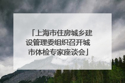 上海市住房城乡建设管理委组织召开城市体检专家座谈会