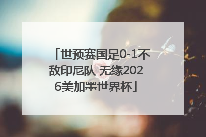 世预赛国足0-1不敌印尼队 无缘2026美加墨世界杯