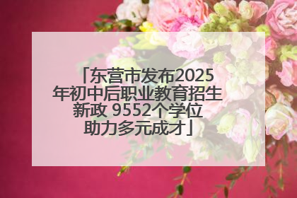 东营市发布2025年初中后职业教育招生新政 9552个学位助力多元成才