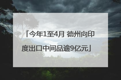 今年1至4月 德州向印度出口中间品逾9亿元