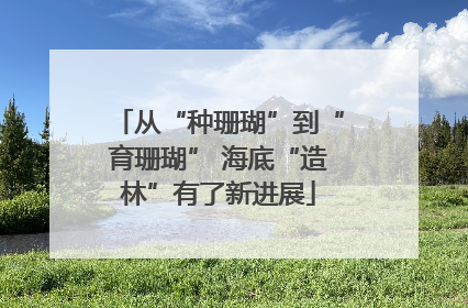 从“种珊瑚”到“育珊瑚” 海底“造林”有了新进展