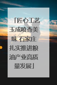 匠心工艺玉成喷香美味 石家庄扎实推进粮油产业高质量发展