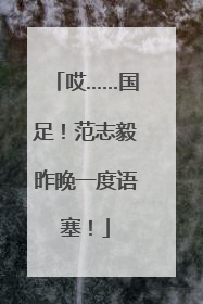 哎……国足！范志毅昨晚一度语塞！