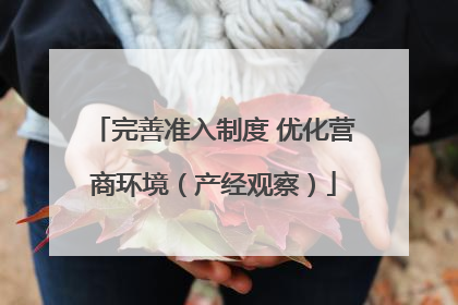 完善准入制度 优化营商环境（产经观察）