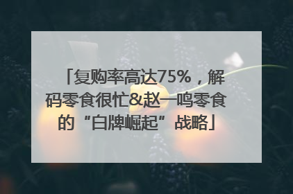 复购率高达75%，解码零食很忙&赵一鸣零食的“白牌崛起”战略