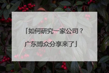 如何研究一家公司？广东博众分享来了