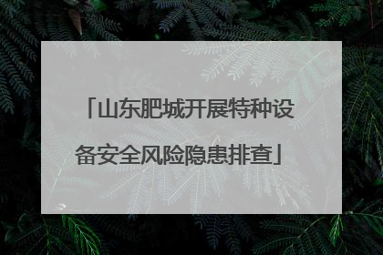 山东肥城开展特种设备安全风险隐患排查
