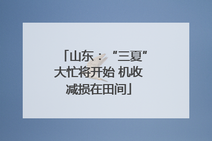 山东：“三夏”大忙将开始 机收减损在田间