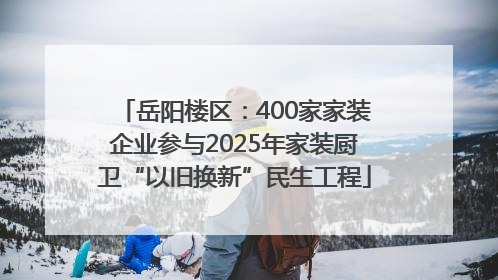 岳阳楼区：400家家装企业参与2025年家装厨卫“以旧换新”民生工程