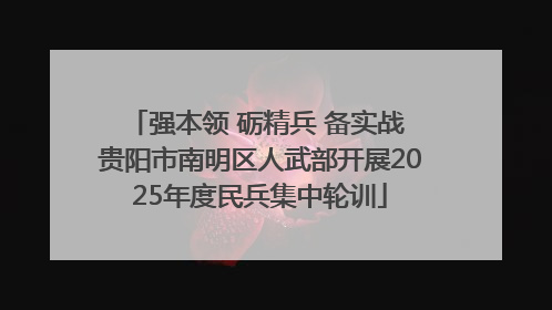 强本领 砺精兵 备实战 贵阳市南明区人武部开展2025年度民兵集中轮训