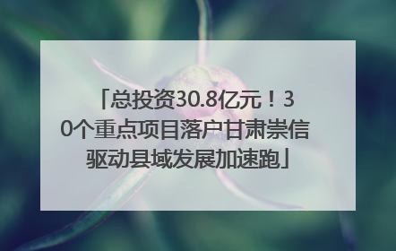 总投资30.8亿元！30个重点项目落户甘肃崇信 驱动县域发展加速跑