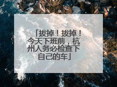 拔掉！拔掉！今天下班前，杭州人务必检查下自己的车