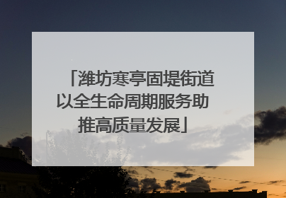 潍坊寒亭固堤街道以全生命周期服务助推高质量发展