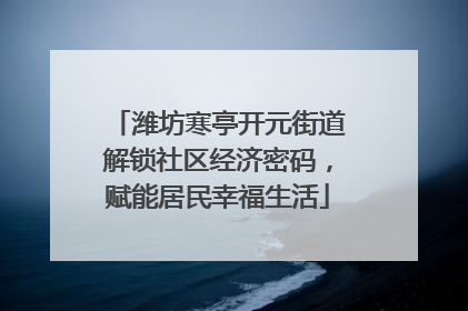 潍坊寒亭开元街道解锁社区经济密码，赋能居民幸福生活
