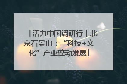 活力中国调研行丨北京石景山：“科技+文化”产业蓬勃发展