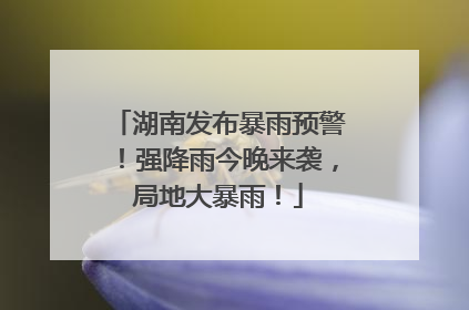 湖南发布暴雨预警！强降雨今晚来袭，局地大暴雨！
