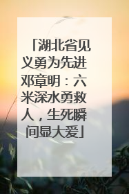 湖北省见义勇为先进邓章明：六米深水勇救人，生死瞬间显大爱