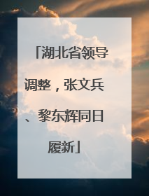 湖北省领导调整，张文兵、黎东辉同日履新