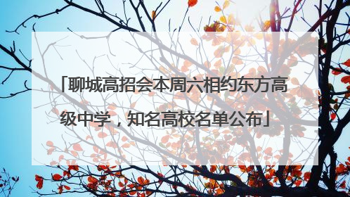 聊城高招会本周六相约东方高级中学，知名高校名单公布