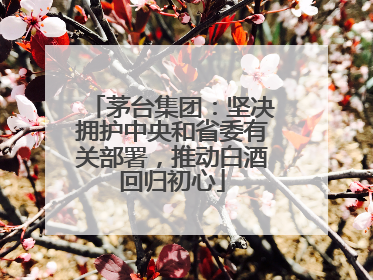 茅台集团：坚决拥护中央和省委有关部署，推动白酒回归初心