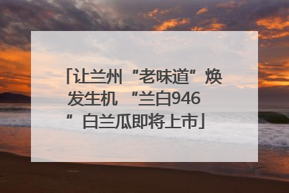 让兰州“老味道”焕发生机 “兰白946”白兰瓜即将上市