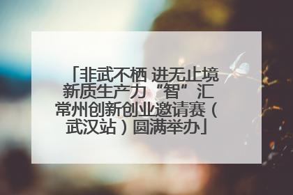 非武不栖 进无止境 新质生产力“智”汇常州创新创业邀请赛（武汉站）圆满举办