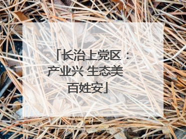 长治上党区：产业兴 生态美 百姓安