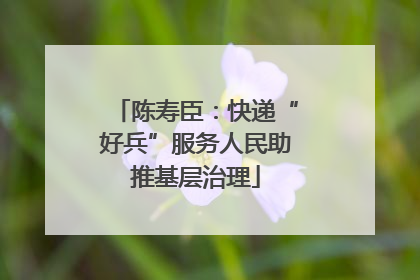陈寿臣：快递“好兵”服务人民助推基层治理