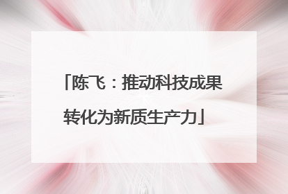 陈飞：推动科技成果转化为新质生产力