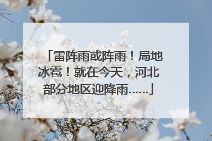 雷阵雨或阵雨！局地冰雹！就在今天，河北部分地区迎降雨……