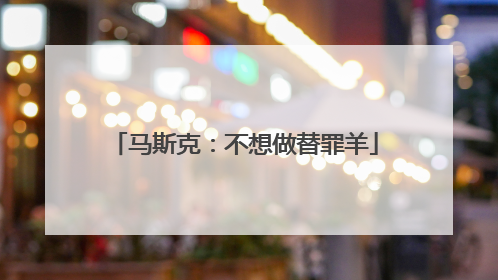 马斯克：不想做替罪羊