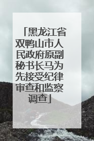 黑龙江省双鸭山市人民政府原副秘书长马为先接受纪律审查和监察调查