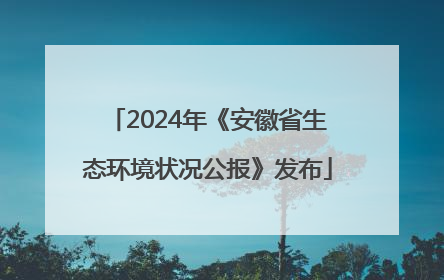 2024年《安徽省生态环境状况公报》发布
